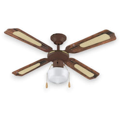 Vinco - Ventilatore a soffitto 107 cm con 4 pale effetto legno vintage e plafoniera singola in vetro - Legno
