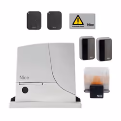 Kit per l'automazione di cancelli scorrevoli fino a 600 kg. 230 Vac, centrale integrata, ricevitore radio integrato NICE ROX6 ...