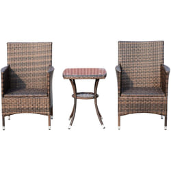Outsunny - Mobili da Giardino Rattan Set Tavolino e Sedie da Giardino