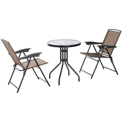 Outsunny Set Mobili da Giardino 3 Pz con Tavolino e 2 Sedie Pieghevoli