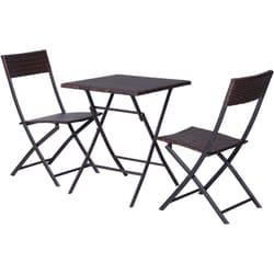 Set Tavolino e Sedie da Giardino Pieghevoli in Rattan pe - Outsunny