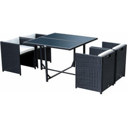 Outsunny - Set Mobili da Giardino Tavolo con 4 Sedie Imbottite