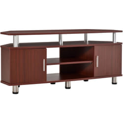 Mobile Porta tv con Ripiani e 2 Ante in Legno e Acciaio Inox, Marrone - Homcom