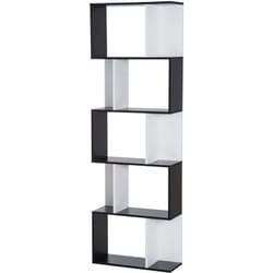 HOMCOM Scaffale Libreria a 5 Ripiani in Truciolato Bianco e Nero 60x24x184.5 cm