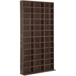 HOMCOM Mobile Libreria Porta CD con 36 Scomparti Regolabili in Legno Marrone