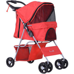 Pawhut - Passeggino Cani Gatti Animali Domestici Pieghevole, Rosso