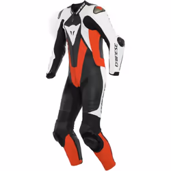 Dainese Laguna Seca 5 Abito in pelle per moto perforato a un pezzo, nero-bianco-rosso, dimensione 48 per uomo