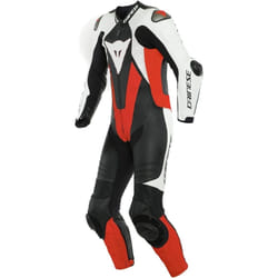 Dainese Laguna Seca 5 Abito in pelle per moto perforato a un pezzo, nero-bianco-rosso, dimensione 48 per uomo