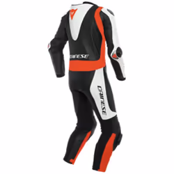 Dainese Laguna Seca 5 Abito in pelle per moto perforato a un pezzo, nero-bianco-rosso, dimensione 48 per uomo