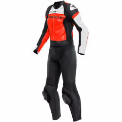 Dainese Mirage Tuta in pelle da moto da donna in due pezzi, nero-bianco-rosso, dimensione 48 per donne