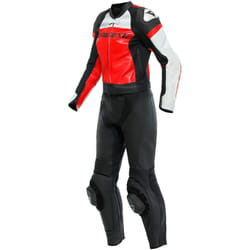 Dainese Mirage Tuta in pelle da moto da donna in due pezzi, nero-bianco-rosso, dimensione 48 per donne