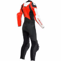 Dainese Mirage Tuta in pelle da moto da donna in due pezzi, nero-bianco-rosso, dimensione 48 per donne