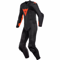 Dainese Laguna Seca 5 Abito in pelle per moto perforato a un pezzo, nero-rosso, dimensione 48 per uomo