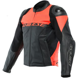 Dainese Racing 4 Giacca in pelle traforata per moto, nero-rosso, dimensione 44 per uomo