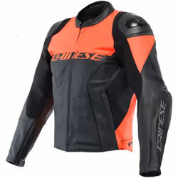 Dainese Racing 4 Giacca in pelle traforata per moto, nero-rosso, dimensione 44 per uomo
