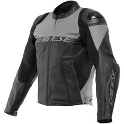 Dainese Racing 4 Giacca in pelle traforata per moto, nero-grigio, dimensione 44 per uomo