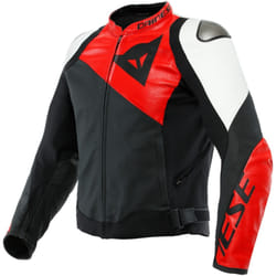 Dainese Sportiva Giacca in pelle per moto, nero-bianco-rosso, dimensione 46 per uomo