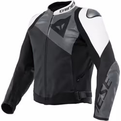 Dainese Sportiva Giacca in pelle per moto, nero-grigio-bianco, dimensione 46 per uomo