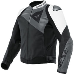Dainese Sportiva Giacca in pelle per moto, nero-grigio-bianco, dimensione 46 per uomo