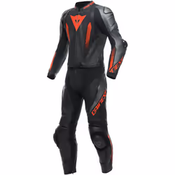 Dainese Laguna Seca 5 Tuta in pelle da moto a 2 pezzi, nero-grigio-rosso, dimensione 48 per uomo
