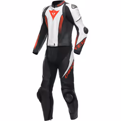 Dainese Laguna Seca 5 Tuta in pelle da moto a 2 pezzi, nero-bianco-rosso, dimensione 48 per uomo