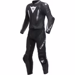 Dainese Laguna Seca 5 Tuta in pelle da moto S / T a 2 pezzi, nero-bianco, dimensione 98 per uomo