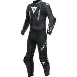 Dainese Laguna Seca 5 Tuta in pelle da moto S / T a 2 pezzi, nero-bianco, dimensione 98 per uomo