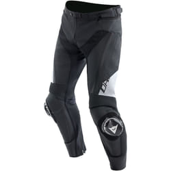 Dainese Delta 4 Pantaloni in pelle da moto, nero-bianco, dimensione 46 per uomo