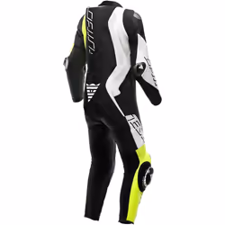 Dainese Audax D-Zip tuta in pelle da moto traforata in 1 pezzo, nero-bianco-giallo, dimensione 50 per uomo