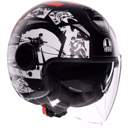 AGV Eteres History Casco Jet, nero-bianco-rosso, dimensione L per uomo