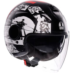 AGV Eteres History Casco Jet, nero-bianco-rosso, dimensione L per uomo