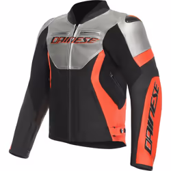 Dainese Racing 5 Giacca in pelle da moto, nero-rosso-argento, dimensione 48 per uomo - Vista aggiuntiva 2