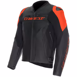 Dainese Racing 5 Giacca in pelle da moto, nero-rosso, dimensione 52 per uomo