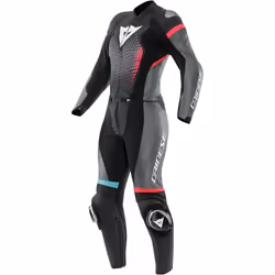 Dainese Fulminea Tuta in pelle da moto 2 pezzi da donna, nero-rosa-blu, dimensione 46 per donne