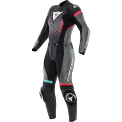 Dainese Fulminea Tuta in pelle da moto 2 pezzi da donna, nero-rosa-blu, dimensione 46 per donne
