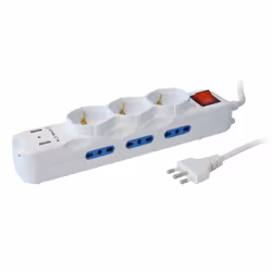 Techly Multipresa 6 Posti Italiana Bipasso con 2 Prese USB Bianca