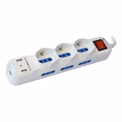 Techly Multipresa 6 Posti Italiana Bipasso con 2 Prese USB Bianca
