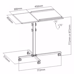 Techly Trolley Regolabile Universale per Proiettore notebook, Nero