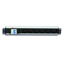 Techly I-CASE STRIP-16V unità di distribuzione dell'energia (PDU) 6 presa(e) AC 1.5U Nero, Argento