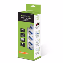 Techly IUPS-PCP-7L3 prolunghe e multiple 3 m 7 presa(e) AC Interno Bianco