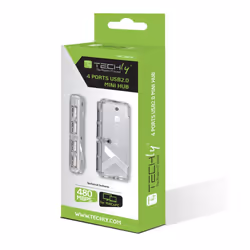 Techly Hub USB Tascabile 4 porte Silver