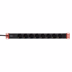 Techly Multipresa per Rack 19" 8 Uscite Spina Schuko, Barra di alimentazione, Nero, Argento, 1U, 1,8 m, 19", CE, Reach, ISO 9 ...