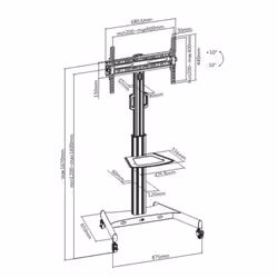 Techly Supporto a Pavimento con Mensola Trolley TV LCD/LED 32-65"