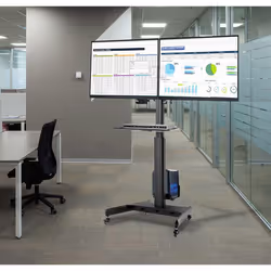 Techly Trolley da Pavimento con Mensola e Porta CPU per 2 TV LCD/LED/Plasma 13-32" - Vista aggiuntiva 4