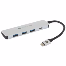 Techly Hub USB-C con HDMI 4K e PD, USB 3.2 Gen 1 (3.1 Gen 1) Type-C, 80 W, Argento, DisplayPort, HDMI, USB 3.2 Gen 1 (3.1 Gen ...