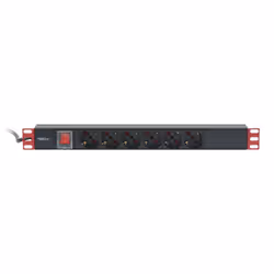 Techly Multipresa 6 Posti da Rack 19" Spina Italiana con Interruttore 1 U, 1U, Nero, Rosso, 6 presa(e) AC, Tipo F, Tipo L, Ti ...