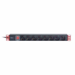 Techly Multipresa 8 Posti da Rack 19" Spina Italiana con Interruttore 1U Cavo 3m, 1U, Nero, Rosso, 8 presa(e) AC, Tipo F, Tip ...