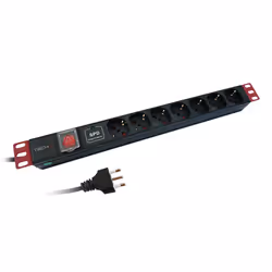 Techly I-CASE STRIP-71U, Barra di alimentazione, Nero, 1U, 2 m, 19", WEEE