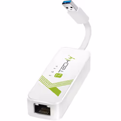 Techly IDATA USB-ETGIGA-3A, Cablato, USB, Ethernet, 5000 Mbit/s, Bianco