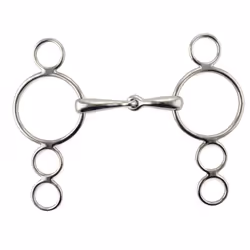 Filetto pessoa per pony Filetto pessoa per pony a due chiamate snodato in inox vuoto, imboccatura spessore 18 mm Misure: 9.5  ...